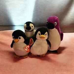 TY Beanie Babies Penguin X2, Wildlife Penguin X1, Purple Penguin